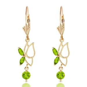 0.8 Carat 14K Solid Yellow Gold Flutter Fly Peridot Earrings