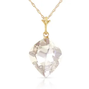 12.8 Carat 14K Solid Yellow Gold Necklace Twisted Briolette White Topaz