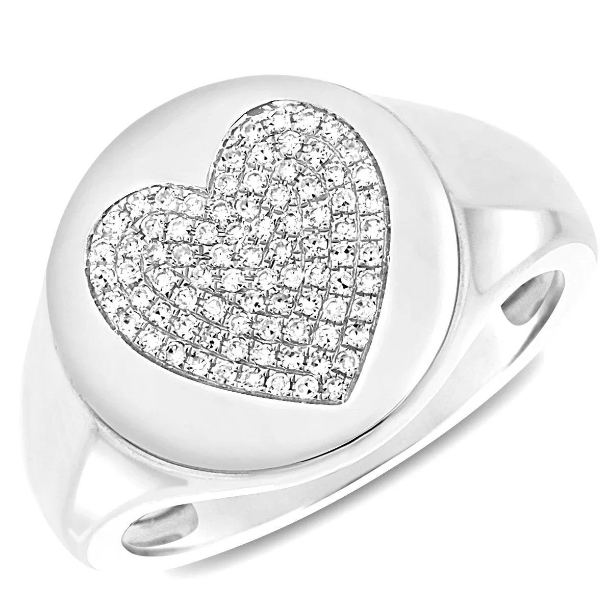 14K Gold & Diamond Heart Signet Ring- 0.20 ct.
