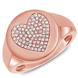 14K Gold & Diamond Heart Signet Ring- 0.20 ct.