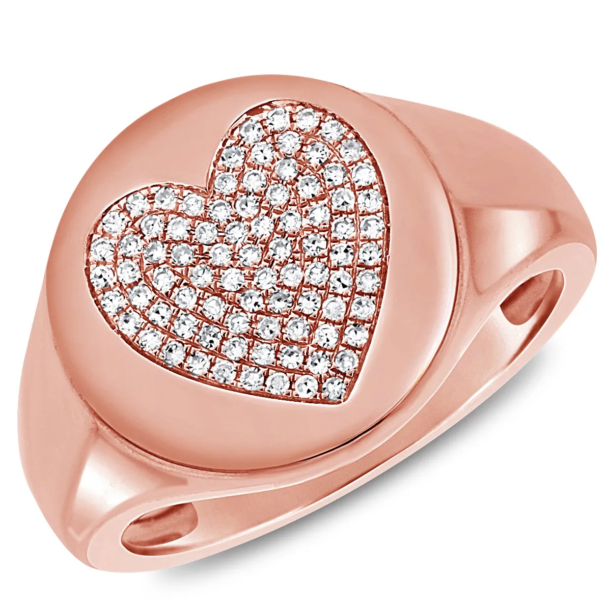 14K Gold & Diamond Heart Signet Ring- 0.20 ct.