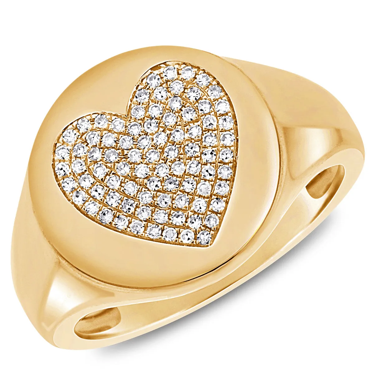 14K Gold & Diamond Heart Signet Ring- 0.20 ct.