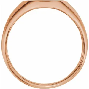 14K Rose 12x10 mm Oval Signet Ring