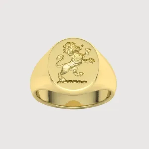 14k Solid Gold Scottish Rampant Lion Signet Ring
