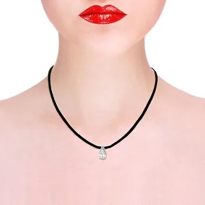 14K Solid Rose Gold & Leather Necklace w/ Rose Topaz