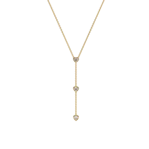 14k Three Heart Lariat