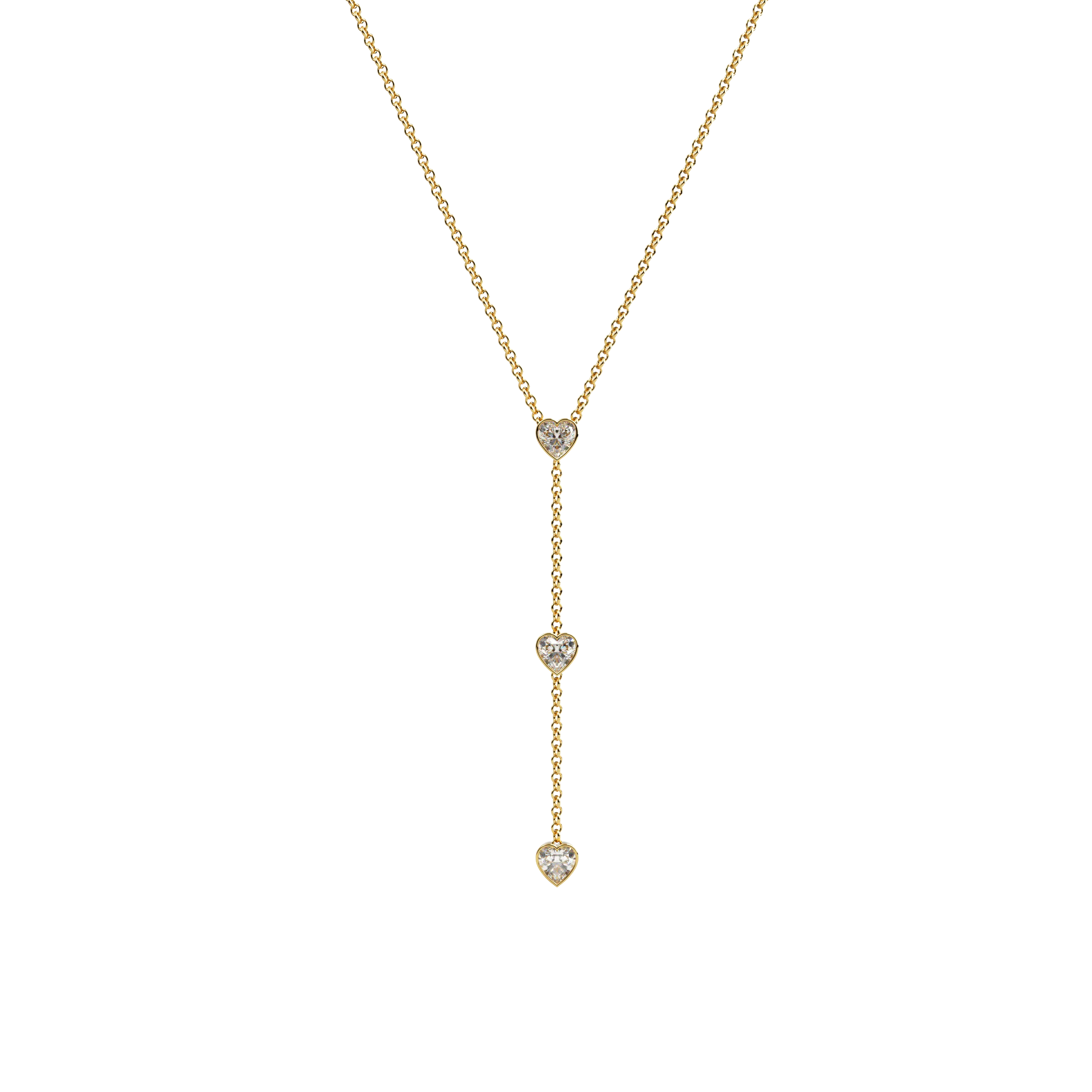14k Three Heart Lariat
