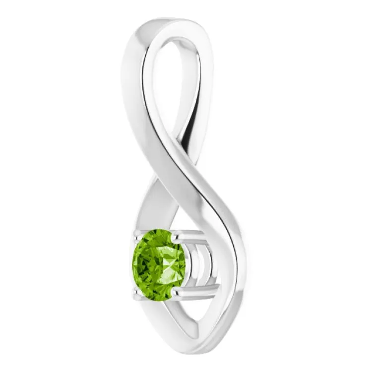 14K White 4 mm Round Natural Peridot Pendant