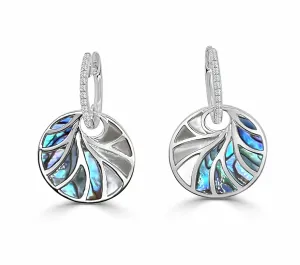 14K White Abalone,Mother of Pearl and Natural Diamond Earrings