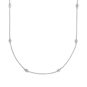 14K White Gold and White Topaz Bezel Chain
