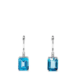 14K White Gold Topaz and Diamond Earrings, 9.25 TCW