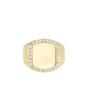 14k Yellow Gold Boyfriend Diamond Signet Ring