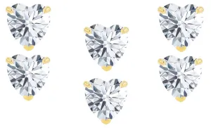 14k Yellow Gold Plated 6mm 4Ct Heart White Sapphire Set Of Three Stud Earrings