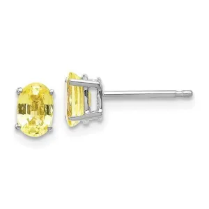 14KT GOLD 1.20 CTW OVAL YELLOW SAPPHIRE STUD EARRINGS
