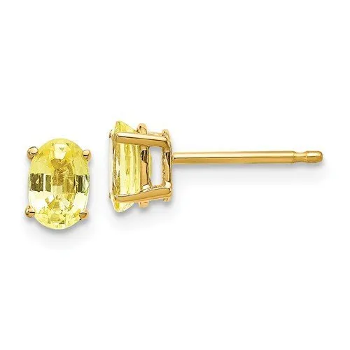 14KT GOLD 1.20 CTW OVAL YELLOW SAPPHIRE STUD EARRINGS