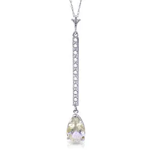 1.8 Carat 14K Solid White Gold Necklace Diamond White Topaz