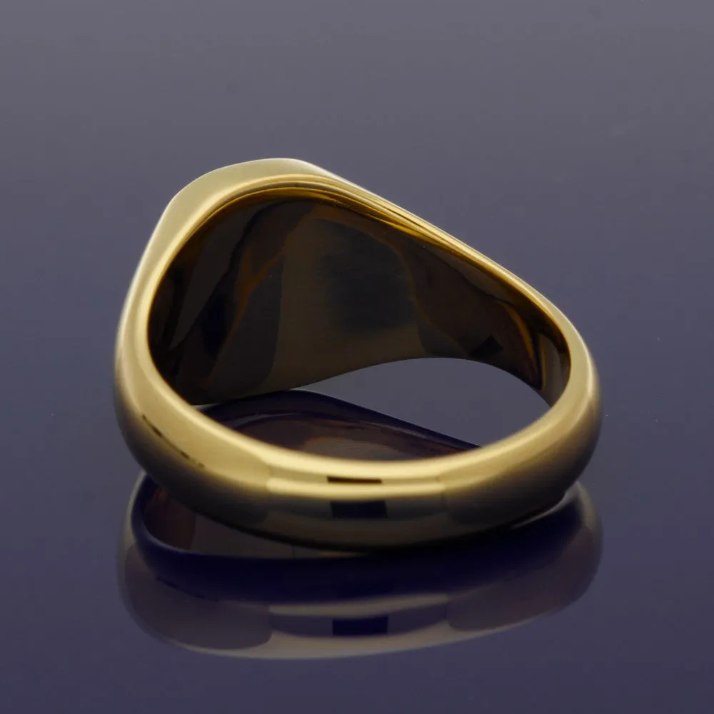18ct Yellow Gold Medium Cushion 12 x 11mm Solid Signet Ring - Gold Arts Designed Signet Range