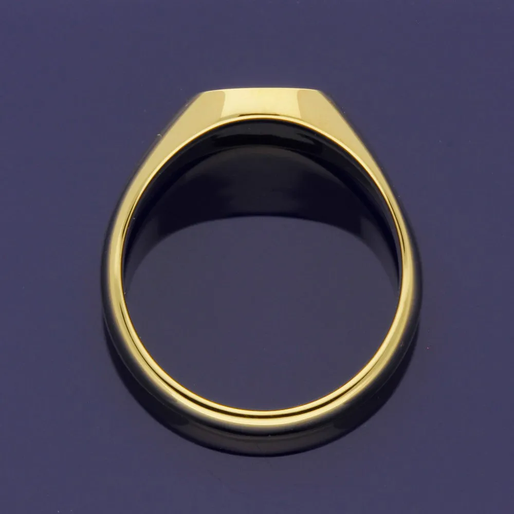 18ct Yellow Gold Medium Cushion 12 x 11mm Solid Signet Ring - Gold Arts Designed Signet Range