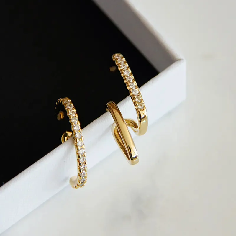 18K Gold-Filled Suspender Zircon Studs - Ear Cuffs - Stud Earrings For Women