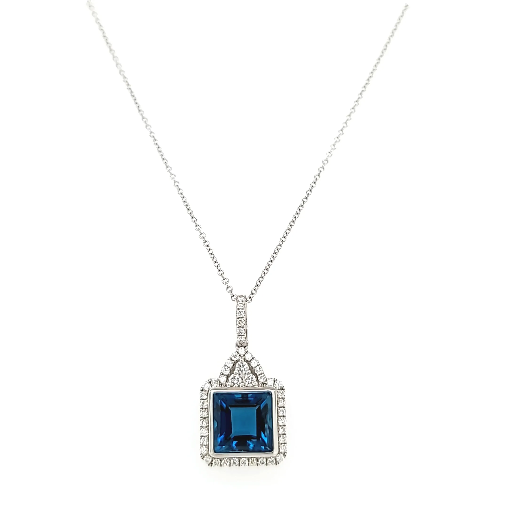 18k London Blue Topaz & Diamond Necklace (I3747)