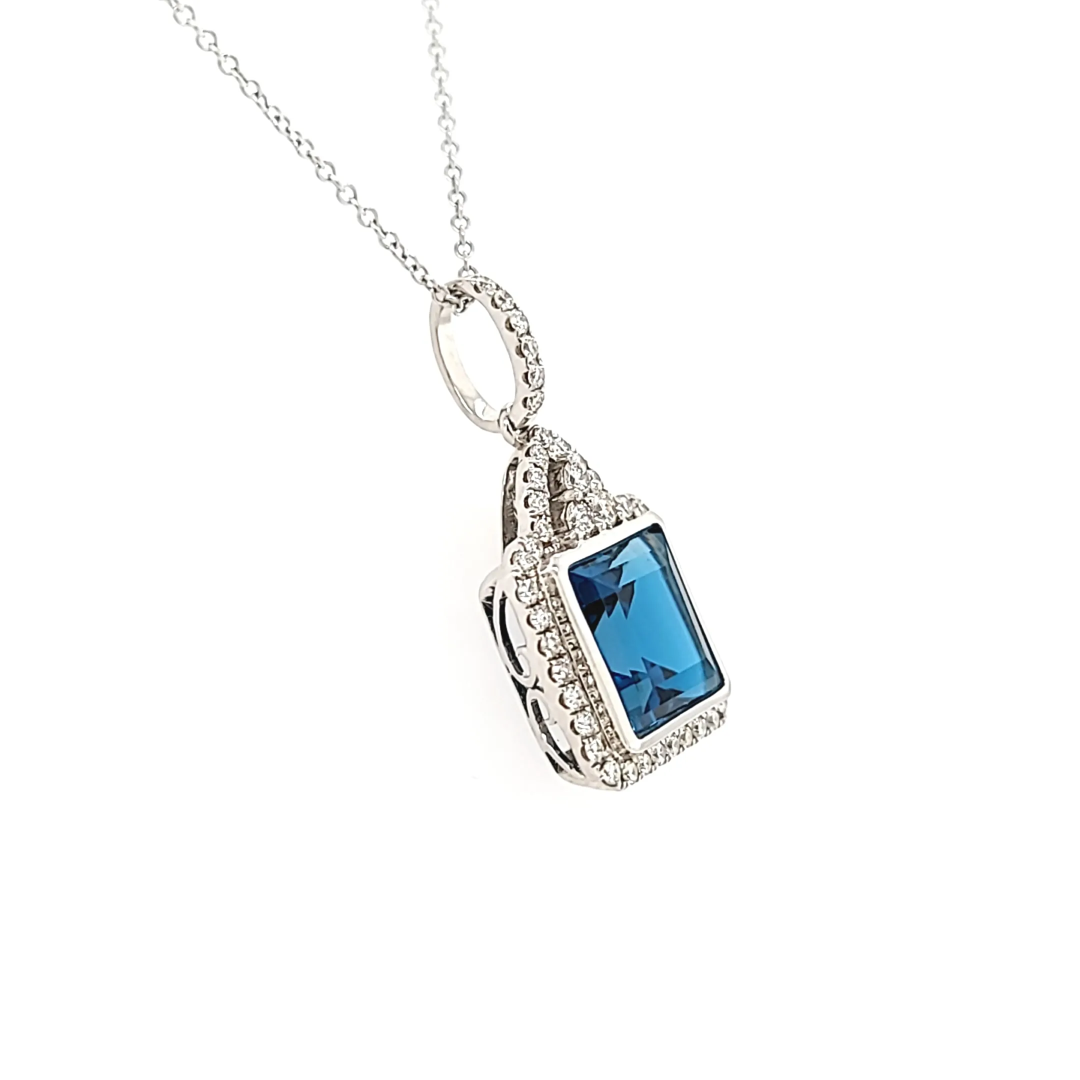 18k London Blue Topaz & Diamond Necklace (I3747)
