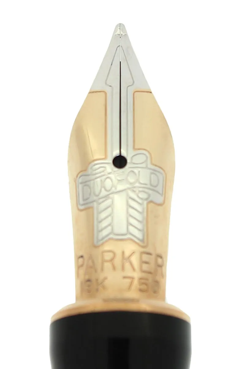 1996 PARKER DUOFOLD INTERNATIONAL LAPIS LAZULI BLUE FOUNTAIN PEN 18K FINE NIB MINT
