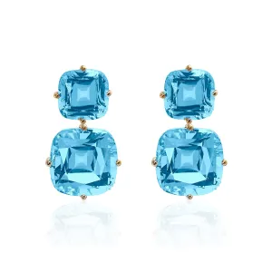 2 Tier Blue Topaz Earrings