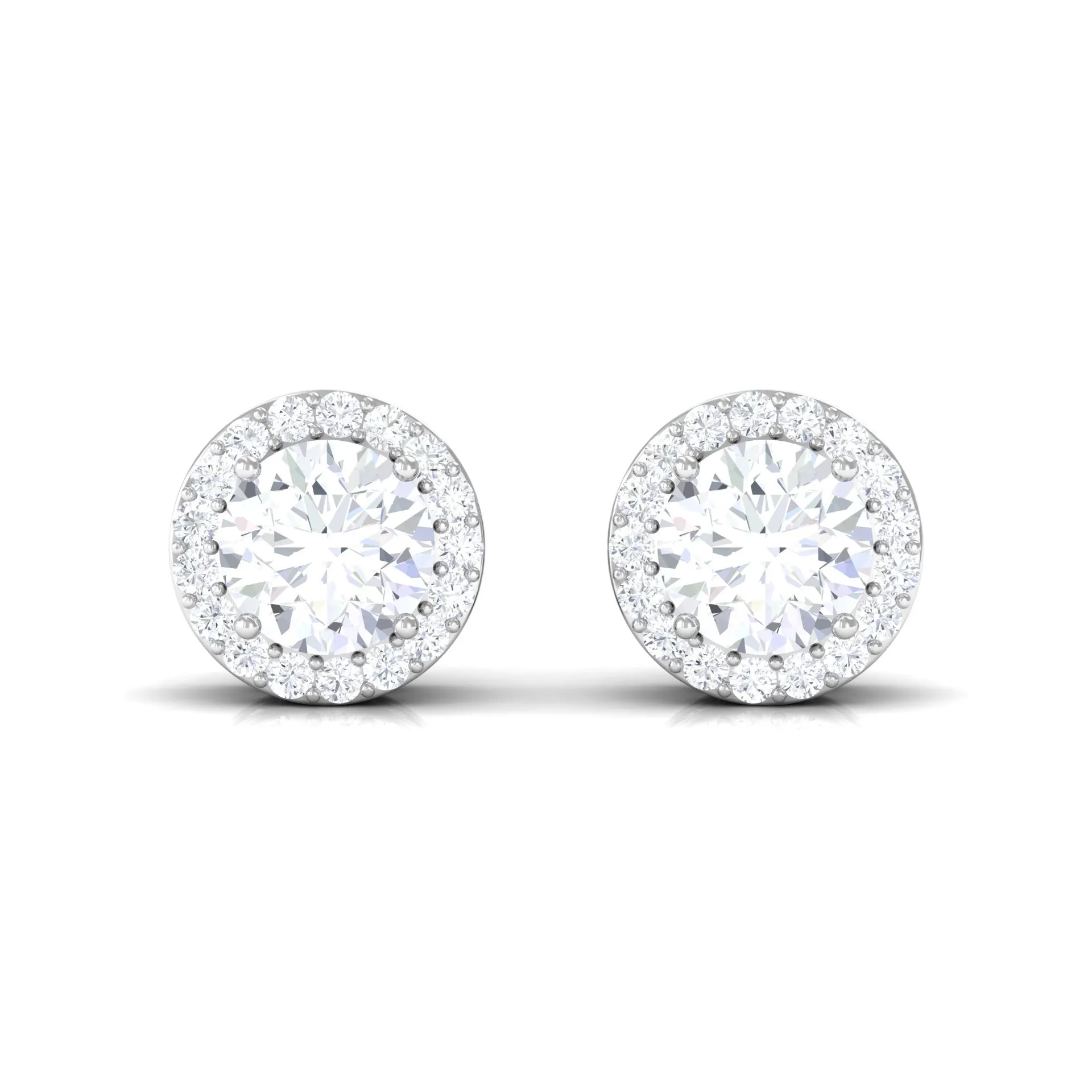 2.25 CT Round Zircon Halo Stud Earring in Gold