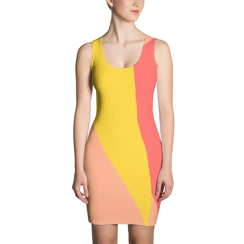 #2580ae30 - Bananna Orange Cream Watermelon - ALTINO Fitted Dress