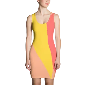 #2580ae30 - Bananna Orange Cream Watermelon - ALTINO Fitted Dress