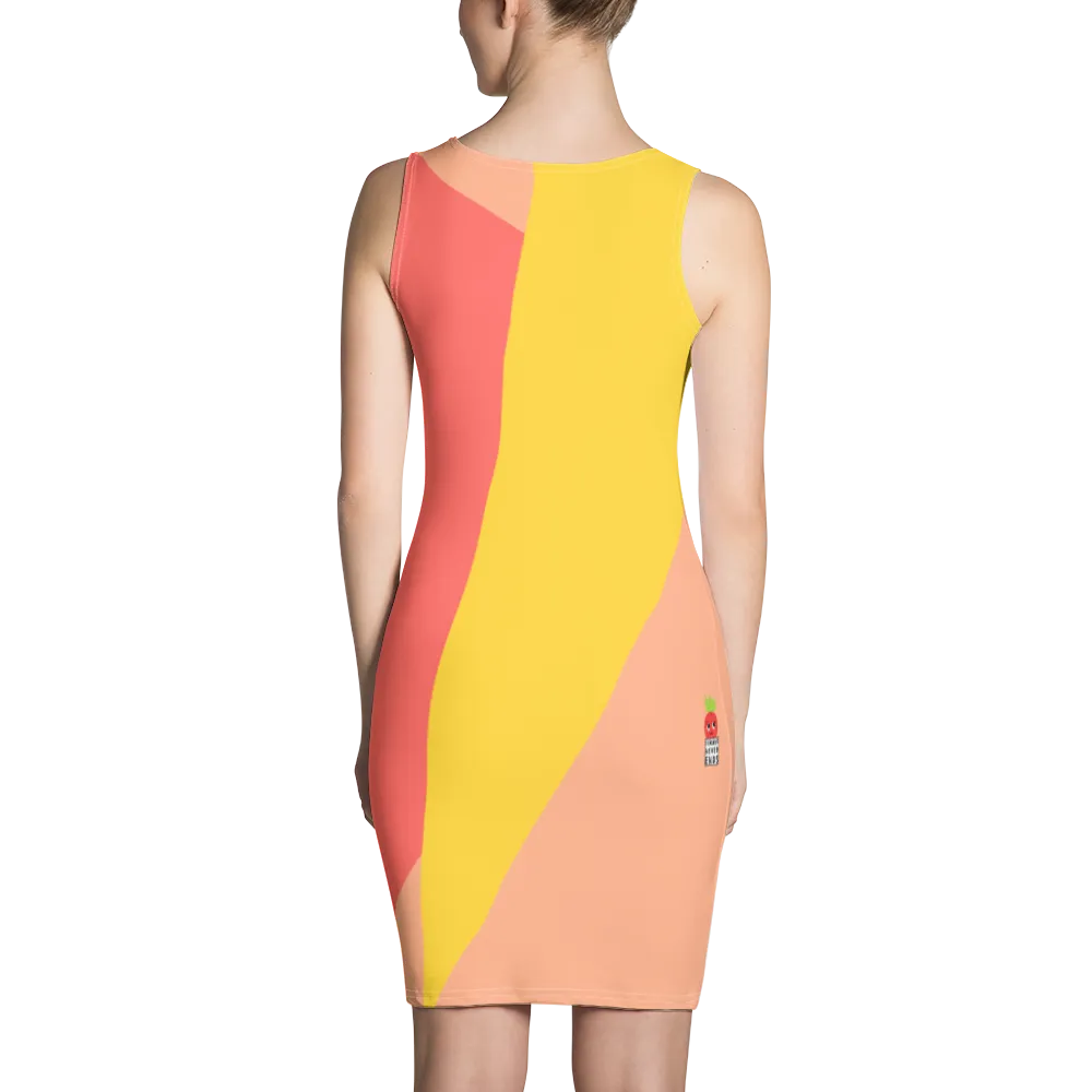 #2580ae30 - Bananna Orange Cream Watermelon - ALTINO Fitted Dress