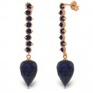 29.2 Carat 14K Solid Rose Gold Drop Briolette Sapphire Earrings