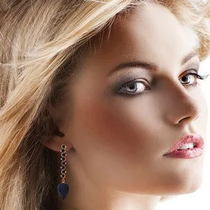 29.2 Carat 14K Solid Rose Gold Drop Briolette Sapphire Earrings