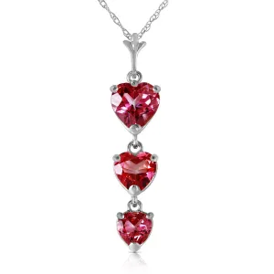 3.03 Carat 14K Solid White Gold Single Tendril Pink Topaz Necklace