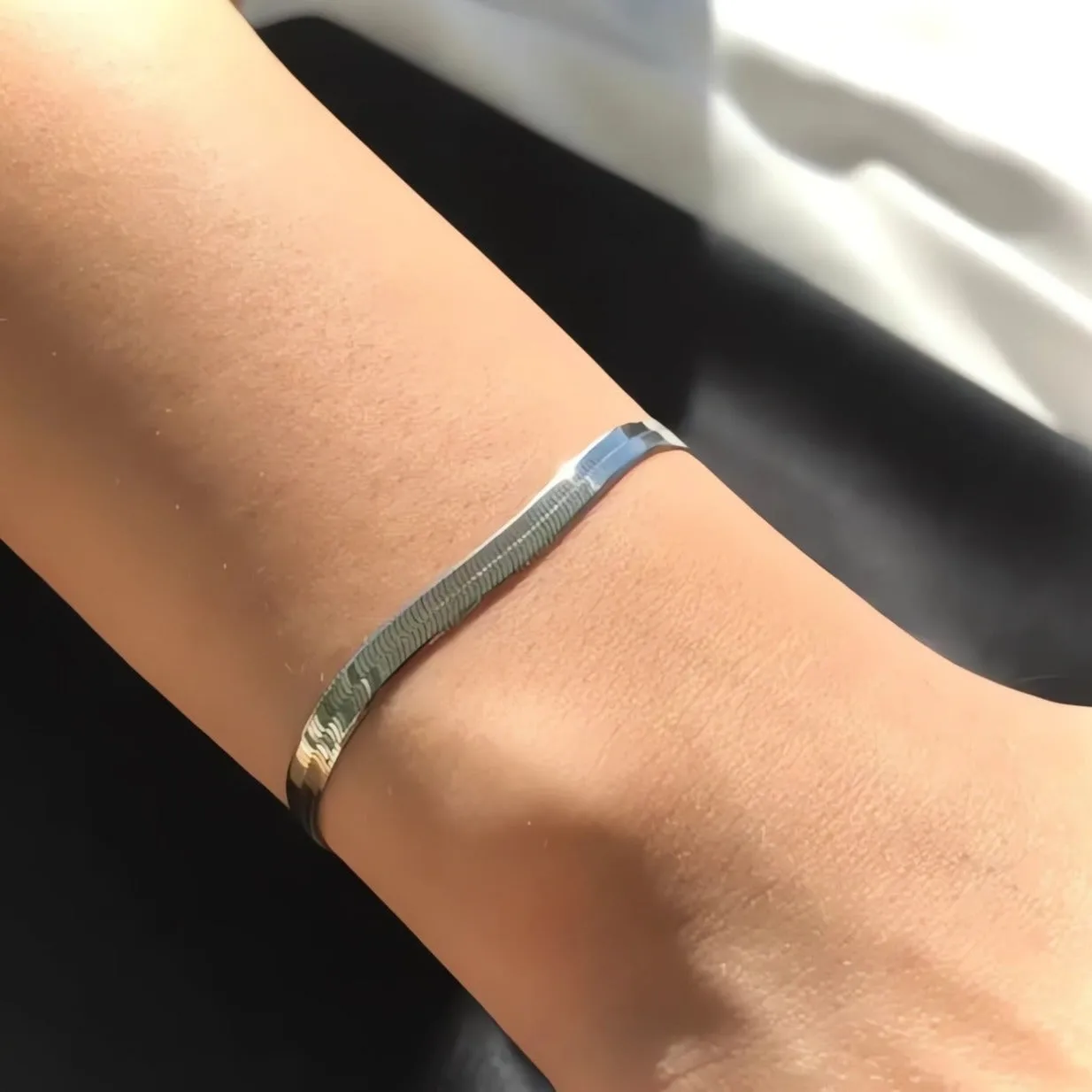 3mm Width Herringbone Snake Chain Bracelet