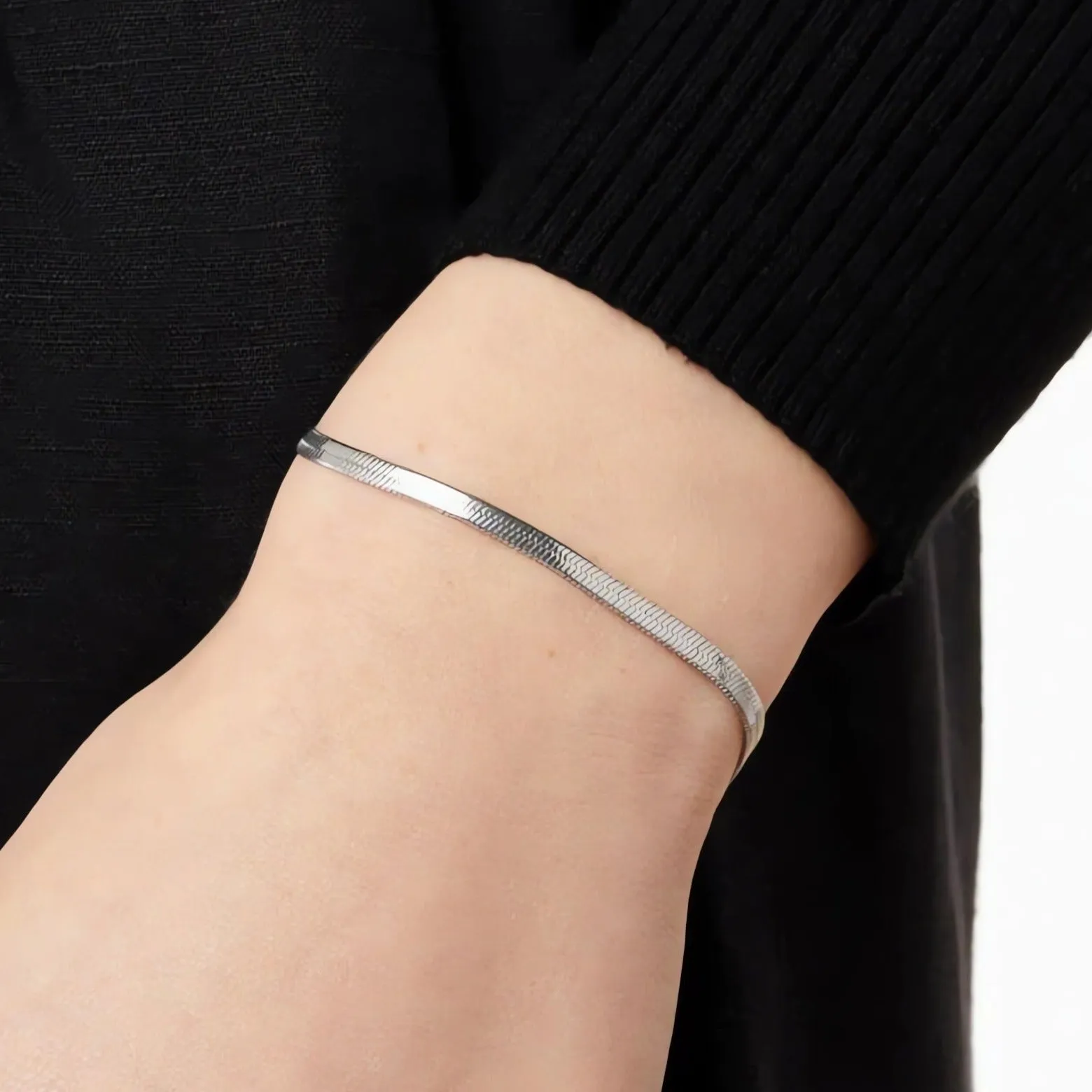 3mm Width Herringbone Snake Chain Bracelet