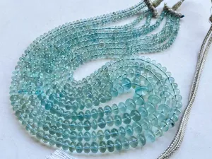 4 Strings Natural Aquamarine (No Heat, No Treat) Smooth Rondelle Shape Beads