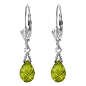 4.5 Carat 14K Solid White Gold Leverback Earrings Briolette Peridot