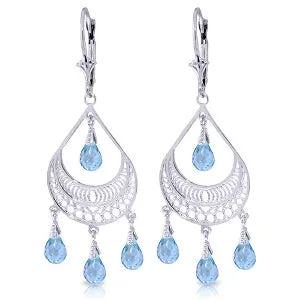 6.75 Carat 14K Solid White Gold Summer Rain Blue Topaz Earrings
