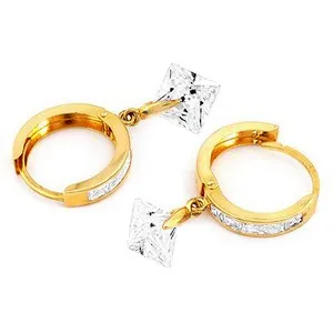 7.58 Carat 14K Solid Yellow Gold Dangling Cubic Zirconia Hoop Earrings