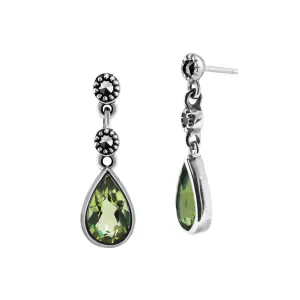 9 karat Sterlingsilber Peridot & Markasit Fallen/ Lang Ohrringe