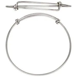 .925 Sterling Silver Adjustable Bangle - up to 8.0 to 9.5 inches