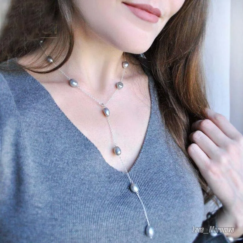 925 Sterling Silver freshwater Pearl Necklace