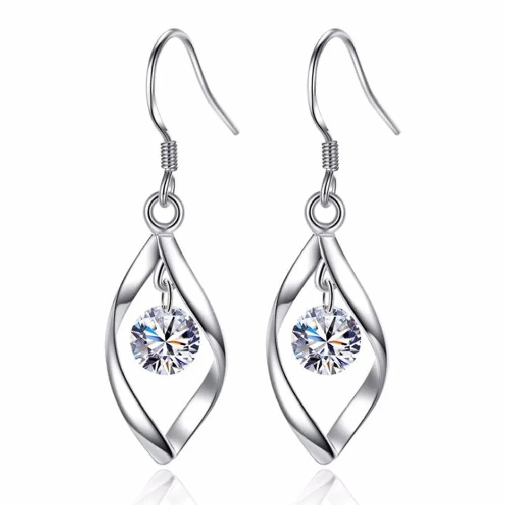 925 sterling silver Jewelry High Quality Woman Fashion Earrings Retro Long Tassel Cubic Zirconia Pop Hook Earrings
