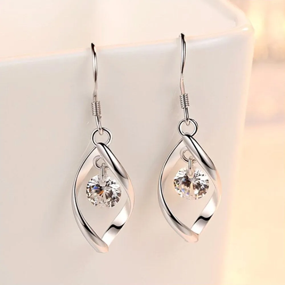 925 sterling silver Jewelry High Quality Woman Fashion Earrings Retro Long Tassel Cubic Zirconia Pop Hook Earrings