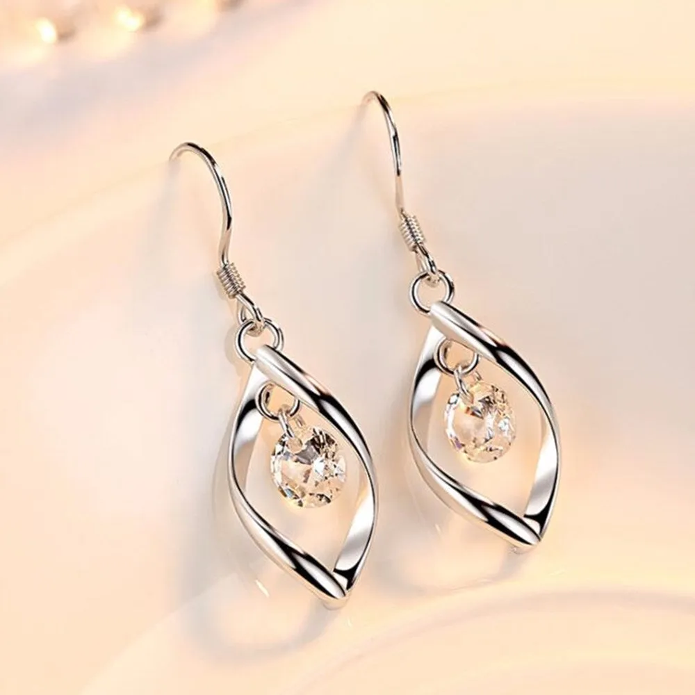 925 sterling silver Jewelry High Quality Woman Fashion Earrings Retro Long Tassel Cubic Zirconia Pop Hook Earrings
