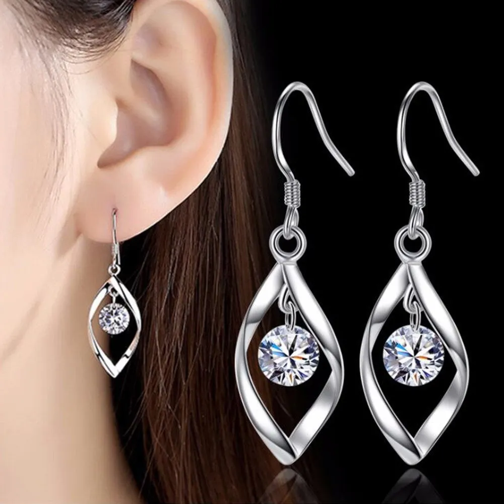 925 sterling silver Jewelry High Quality Woman Fashion Earrings Retro Long Tassel Cubic Zirconia Pop Hook Earrings