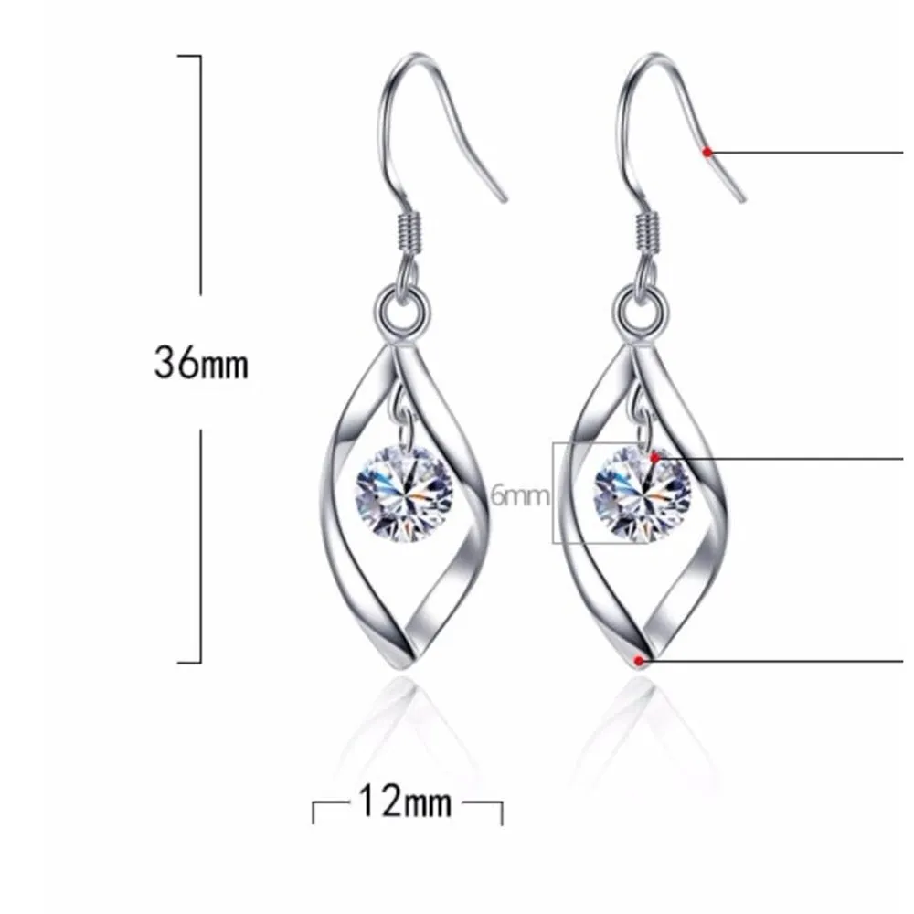 925 sterling silver Jewelry High Quality Woman Fashion Earrings Retro Long Tassel Cubic Zirconia Pop Hook Earrings