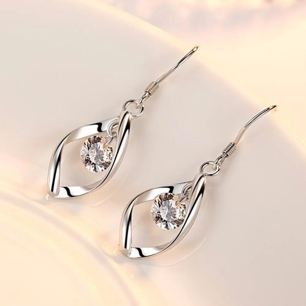 925 sterling silver Jewelry High Quality Woman Fashion Earrings Retro Long Tassel Cubic Zirconia Pop Hook Earrings