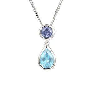 9ct Blue Topaz & Iolite Pendant & Chain